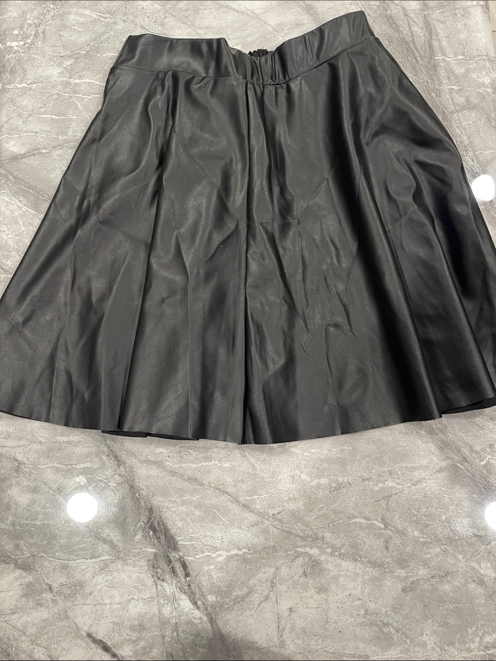 Black Faux Leather A-Line Skirt - Women
